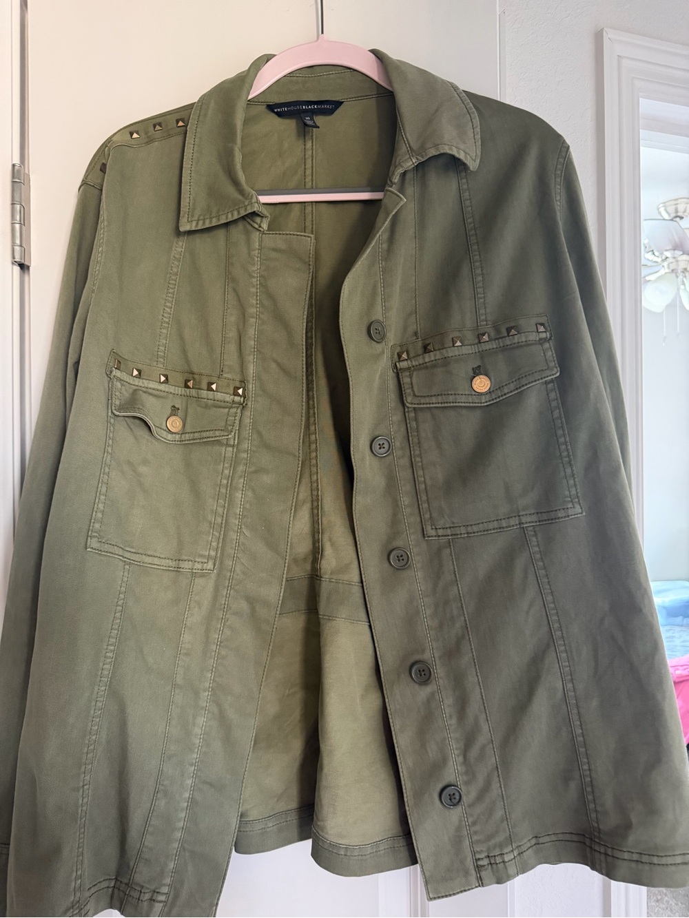 White House Black Market Olive Green Field Jacket Size 16